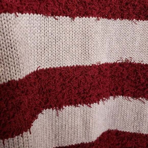 American Eagle Women's Vintage Boyfriend Fit Grey Maroon Striped Sweater… - Picture 3 of 5